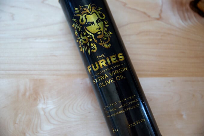 A bottle of The Furies olive oil. 