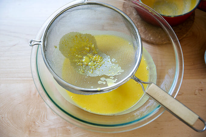 Mustard sauce, strained through a sieve.