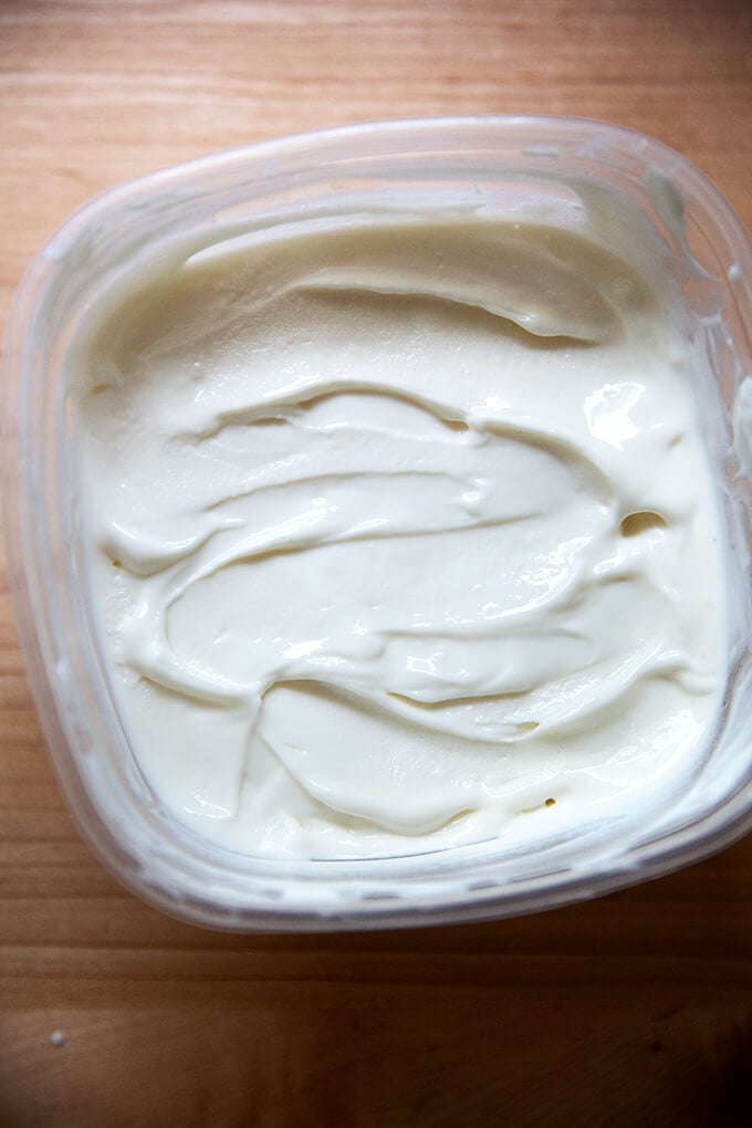 Freshly churned frozen yogurt.