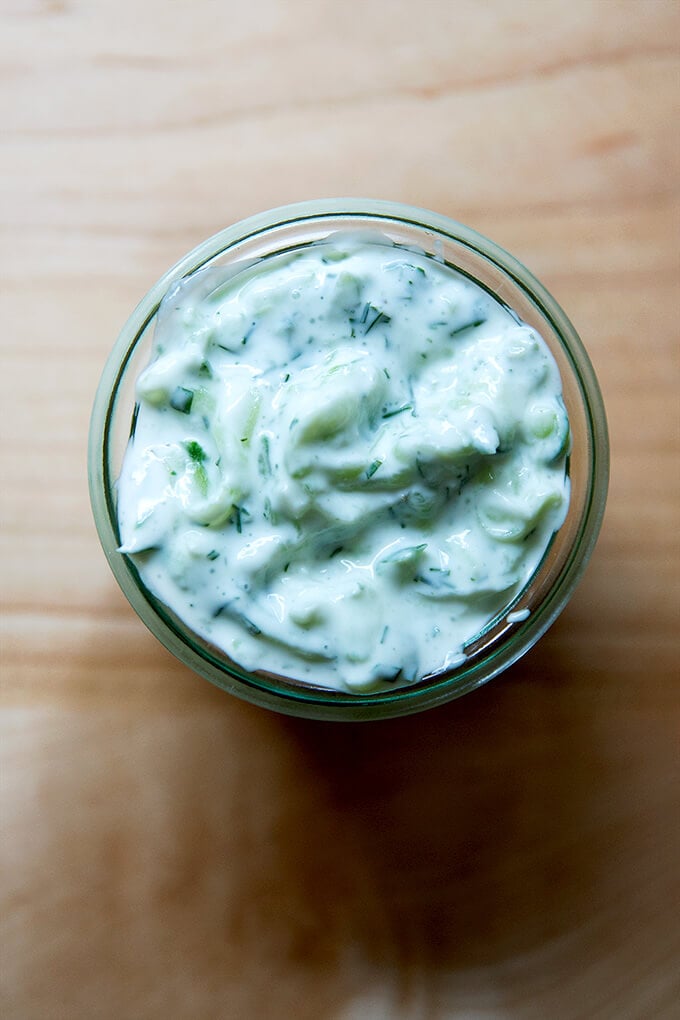 A jar of tzatziki.