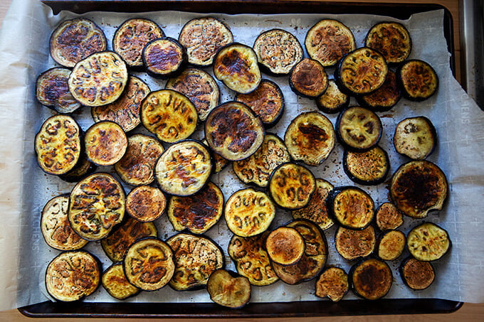 Roasted eggplant slices