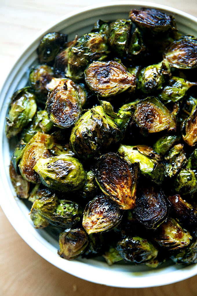 Balsamic roasted Brussels sprouts.