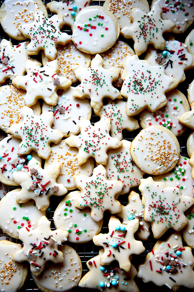 Decorated Christmas cookies.