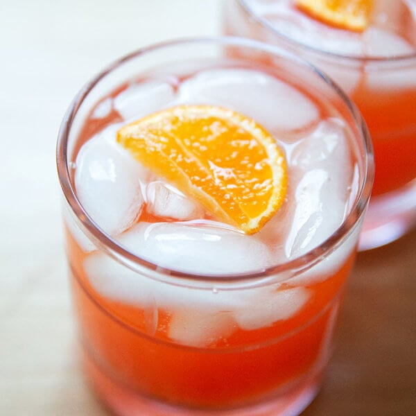 Two glasses of a Tangerine spritz.