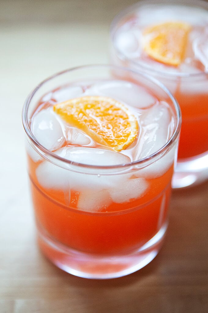 Two glasses of a Tangerine spritz.