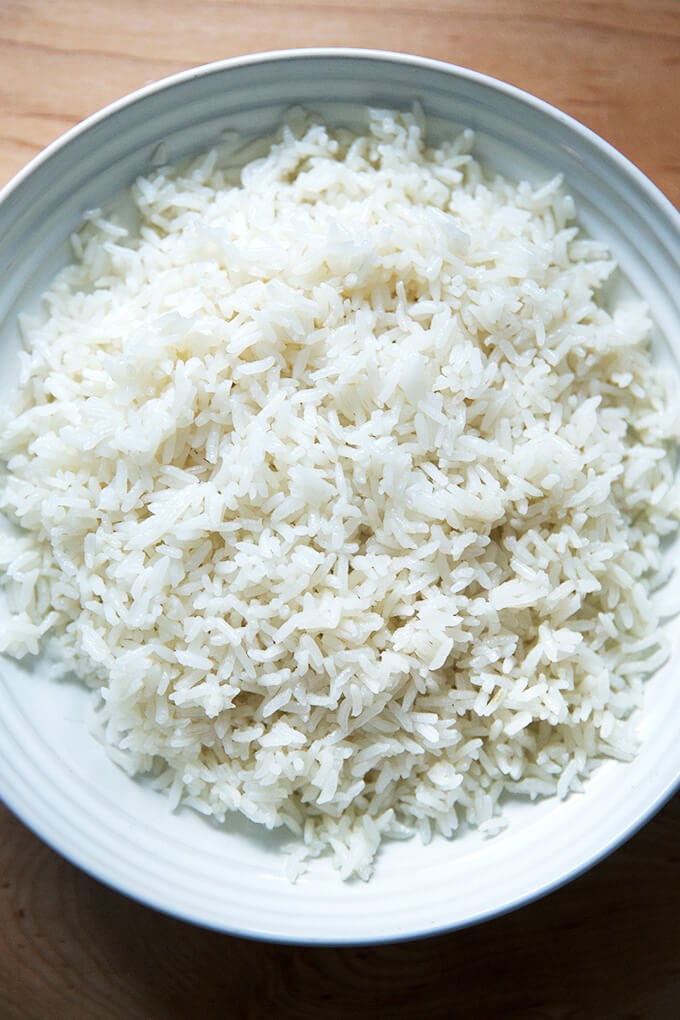 A bowl of coconut rice.