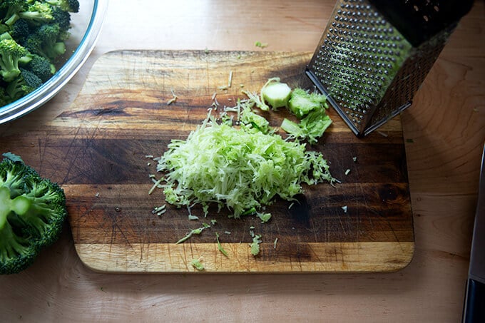 Grated broccoli stem.