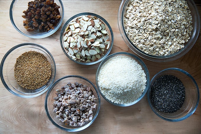 Ingredients to make homemade muesli.