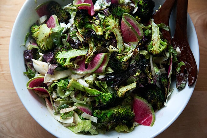 A chopped salad in a bowl.