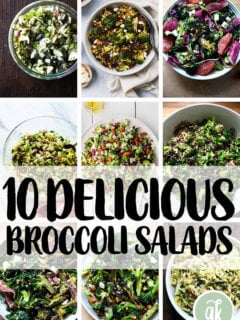 A montage of broccoli salads.