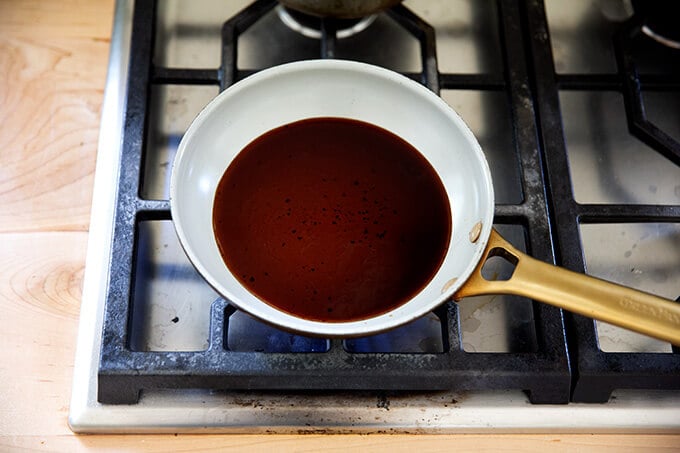 Balsamic in skillet. 