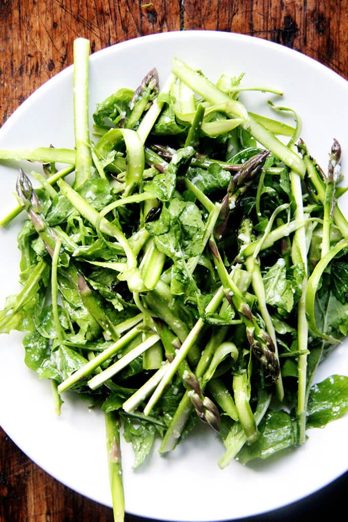 Raw asparagus salad.