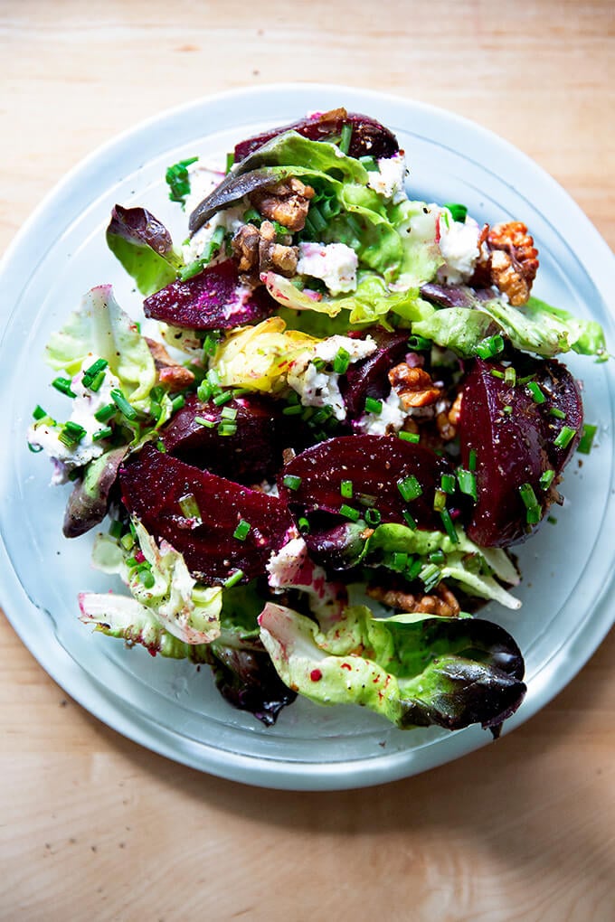 Beet salad on a plate. 
