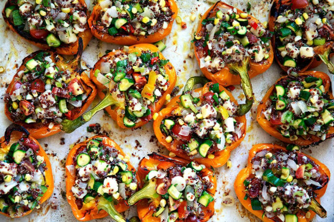 veggie loaded stuffed bell peppers. 