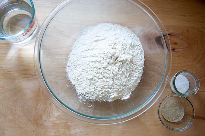 Ingredients to make focaccia.