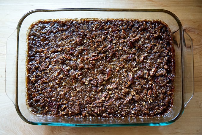 Just-baked sweet potato casserole. 