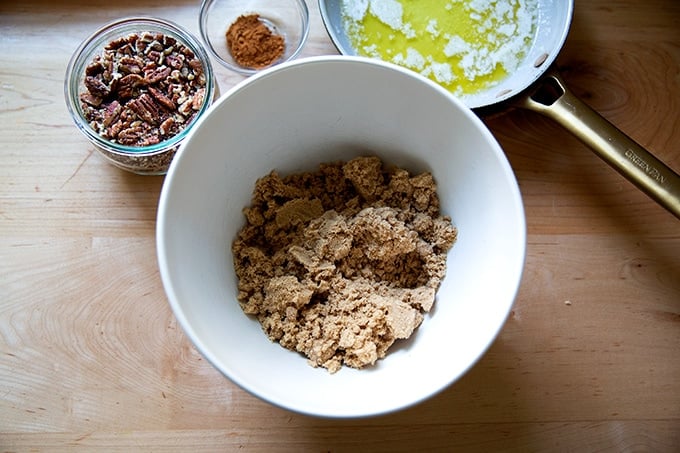 Ingredients for the sweet potato casserole topping.