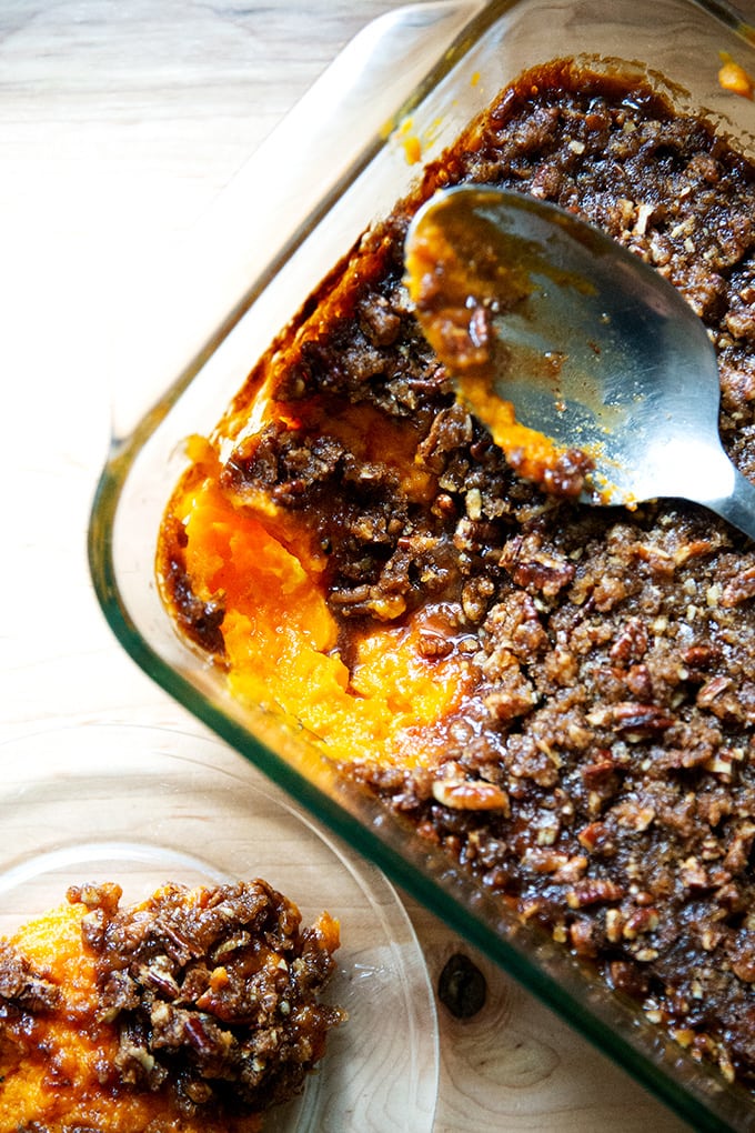 Just-baked sweet potato casserole.