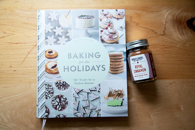 Baking For the Holidays, a cookbook, on a countertop.