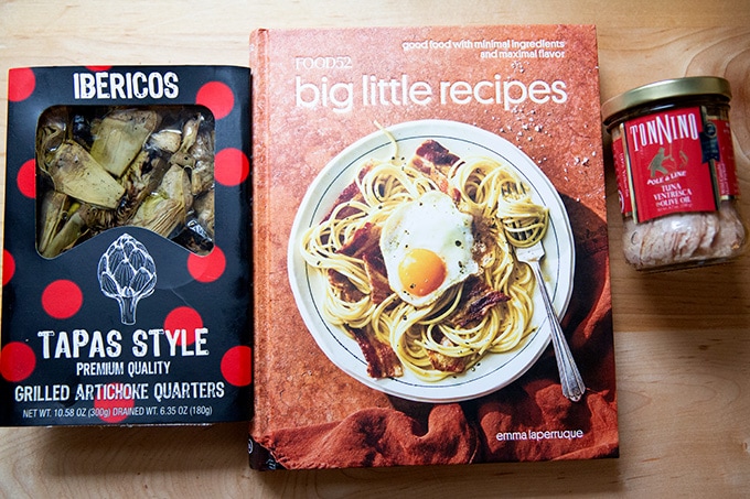 The Big Little Recipes cookbook on a countertop.