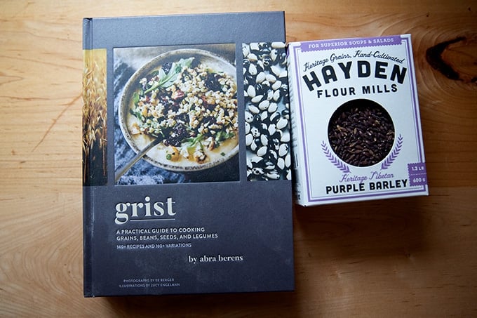 Grist, a cookbook, on a countertop.