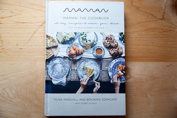 Maman The Cookbook on a countertop.