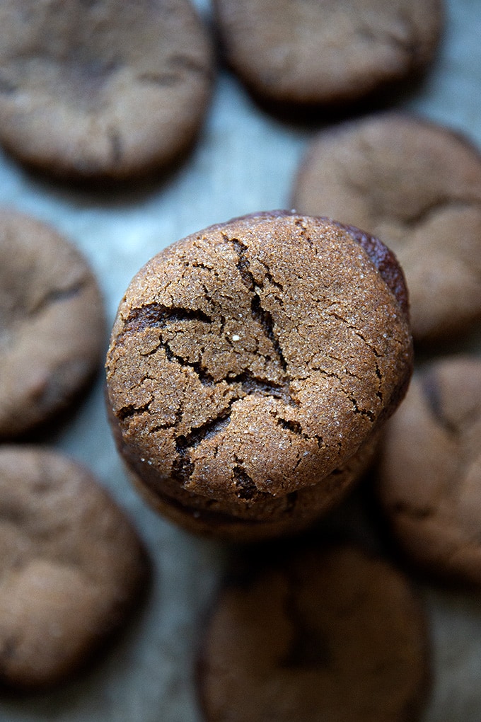 A stack of chewy molasses cookies.