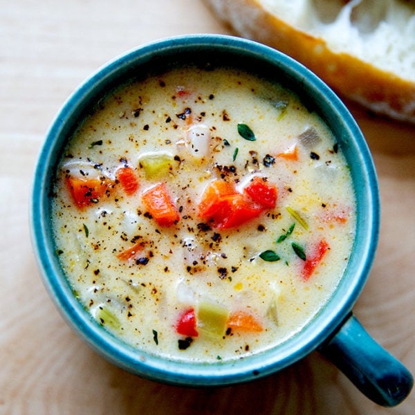 A cup of Vermont Cheddar Cheese soup.