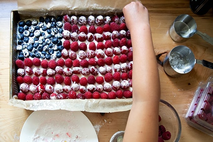 Finishing up the flag cake.