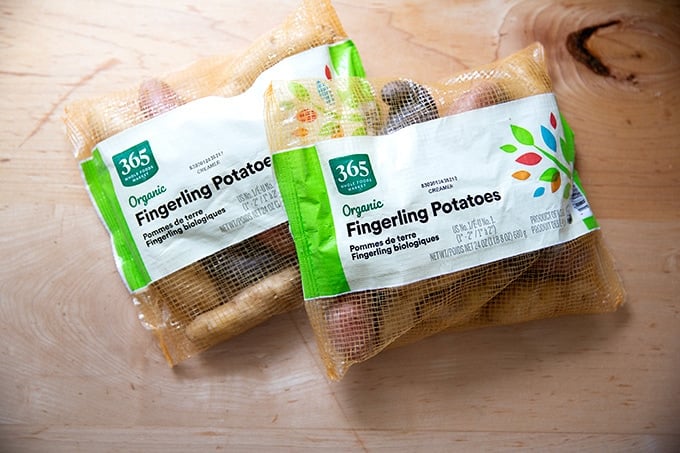 Two bags of fingerling potatoes.