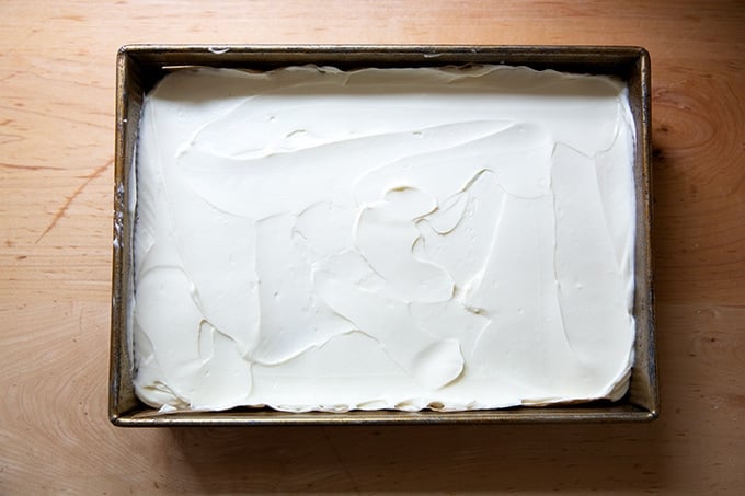 A frosted flag cake.