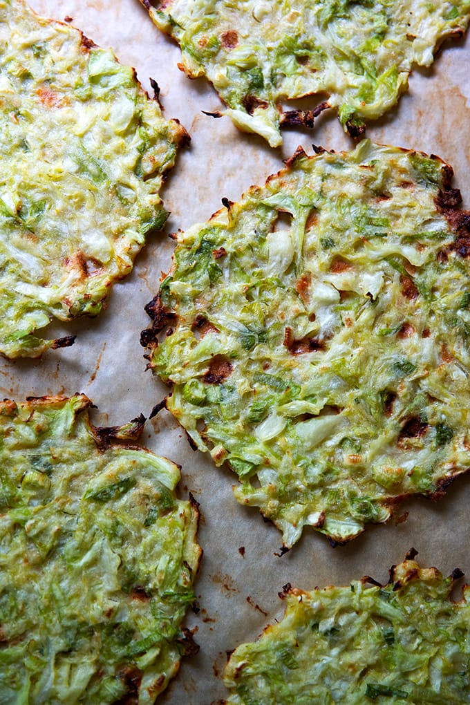 Just-baked cabbage tortillas.