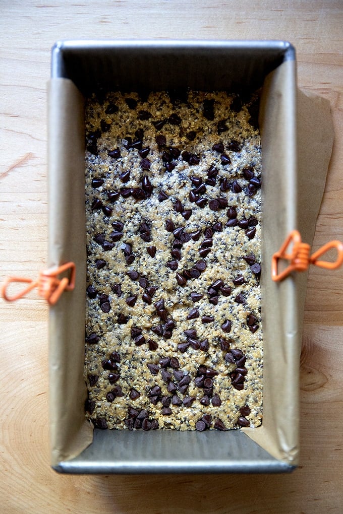 No-bake granola bars in a loaf pan.