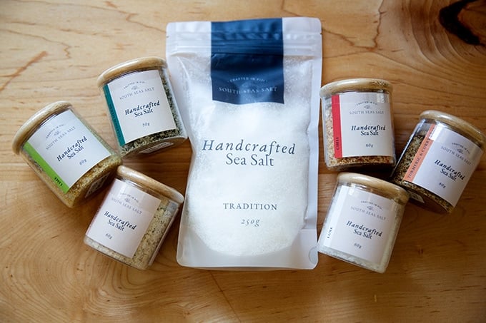 A selection of seasoned sea salts.