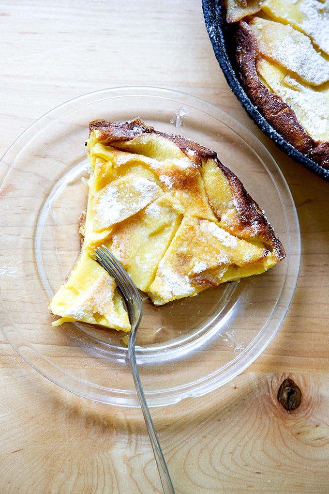 A slice of an Apple Dutch Baby.