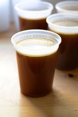 A quart of freshly made turkey stock.