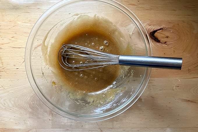 White chocolate and macadamia nut cookie dough in the making.