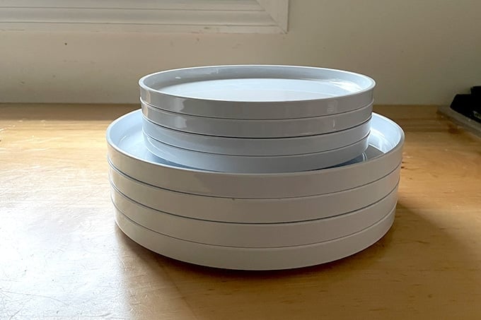 White Hellerware plates. 