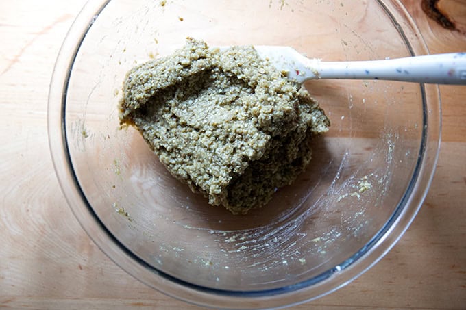 Eggplant purée with the bread crumbs added. - 9