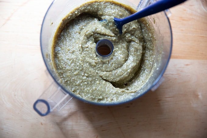 Eggplant purée in a food processor. - 7