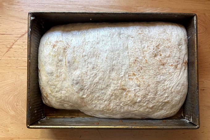 Cinnamon sugar focaccia after 1 hour of proofing at room temperature.  - 42