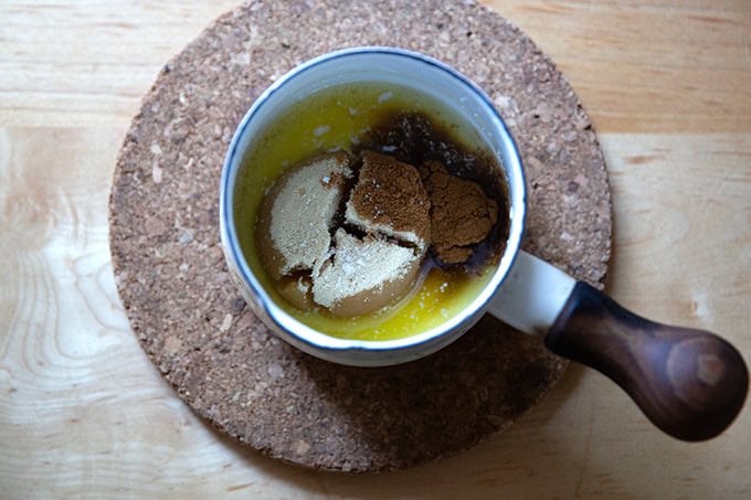 Cinnamon-sugar-butter mixture in a small saucepan. - 28