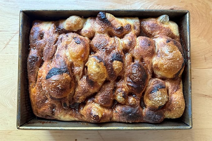 Just-baked cinnamon-sugar focaccia.  - 44