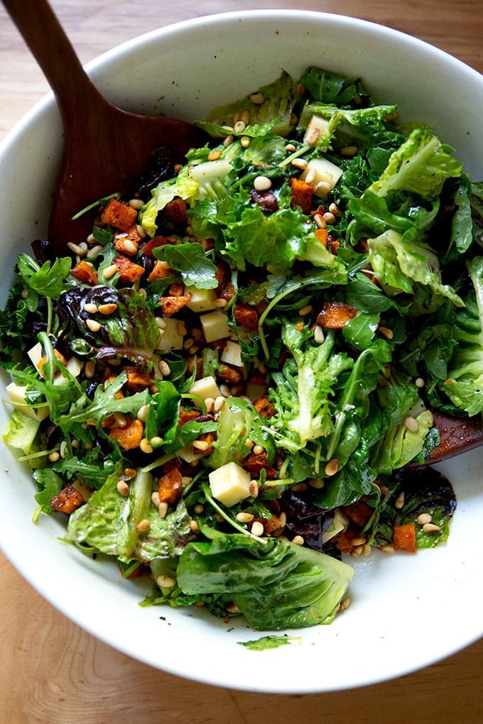 A tossed sweet potato salad with gruyere, toasted pine nuts and apple cider vinaigrette. - 37