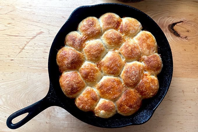 Just baked monkey bread in a cast iron skillet. - 72