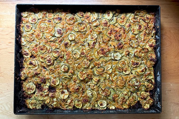 Just-baked zucchini Scarpaccia.