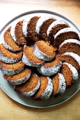 Baked applesauce Bundt cake.